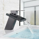 Modern matte black led waterfall bathroom sink faucet