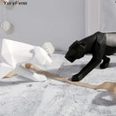 Modern matte black leopard geometric resin statue living room decor