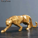 Modern matte black leopard geometric resin statue living room decor