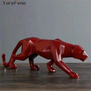 Modern matte black leopard geometric resin statue living room decor