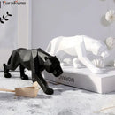 Modern matte black leopard geometric resin statue living room decor