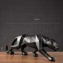 Modern matte black leopard geometric resin statue living room decor