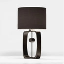Modern matte black metal table lamp with fabric shade for living room