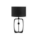 Modern matte black metal table lamp with fabric shade for living room
