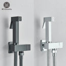 Modern matte black & polished chrome brass bidet faucet bathroom set