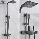 Modern matte black rain shower faucet set bathroom wall mount