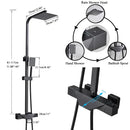 Modern matte black rain shower faucet set bathroom wall mount