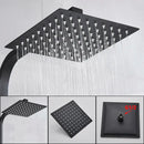 Modern matte black rain shower faucet set bathroom wall mount