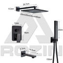 Modern matte black rain shower faucet with handshower for bathroom