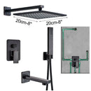 Modern matte black rain shower faucet with handshower for bathroom