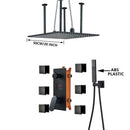 Modern matte black rainfall shower faucet with massage system bathroom