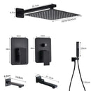 Modern matte black rainfall shower head and faucet bathroom set