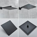 Modern matte black rainfall shower head and faucet bathroom set
