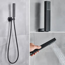 Modern matte black rainfall shower head and faucet bathroom set