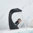 Modern matte black & rose gold brass basin faucet bathroom waterfall tap