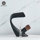 Modern matte black & rose gold brass basin faucet bathroom waterfall tap