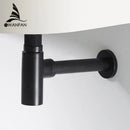 Modern matte black round bottle trap with pop up drain bathroom