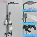 Modern matte black shower faucet set bathroom rain shower system