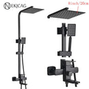 Modern matte black shower faucet set with waterfall bathtub tap