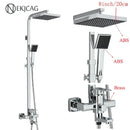 Modern matte black shower faucet set with waterfall bathtub tap