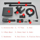 Modern matte black shower faucet set with waterfall bathtub tap
