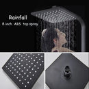 Modern matte black shower faucet set with waterfall bathtub tap
