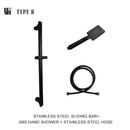 Modern matte black shower slider rail set bathroom rainhead