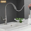 Modern matte black single handle pull out kitchen faucet