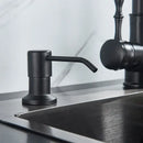 Modern matte black soap dispenser with stainless steel head kitchen
