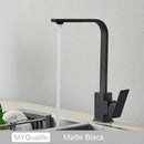 Modern matte black square kitchen faucet hot and cold mixer tap