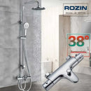 DecorBites™ Black Thermostatic Shower Faucet Set Chrome Wall Mount Rainfall Mixer Tap