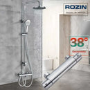 DecorBites™ Black Thermostatic Shower Faucet Set Chrome Wall Mount Rainfall Mixer Tap