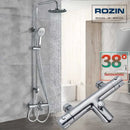 DecorBites™ Black Thermostatic Shower Faucet Set Chrome Wall Mount Rainfall Mixer Tap