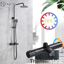 Modern matte black thermostatic shower faucet set bathroom rainfall head