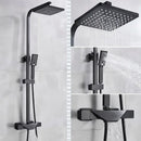 Modern matte black thermostatic shower faucet system for bathroom