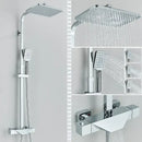 Modern matte black thermostatic shower faucet system for bathroom