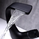 Modern matte black waterfall basin faucet bathroom sink tap
