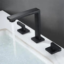 Modern matte black waterfall basin faucet bathroom three handle square