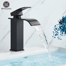 Modern matte black waterfall basin faucet mixer tap bathroom vessel sink