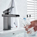 Modern matte black waterfall basin faucet mixer tap bathroom vessel sink