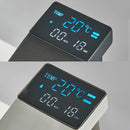 Modern matte black waterfall bathroom faucet with temperature display