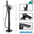 Modern matte black waterfall bathtub faucet with handheld shower bathroom