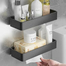 Modern matte black & white aluminum bathroom corner shelf storage