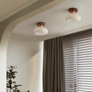 Modern matte dome ceiling lamp with led wood canopy living room
