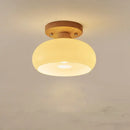 Modern matte dome ceiling lamp with led wood canopy living room