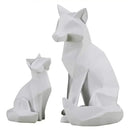 Modern matte white geometric fox sculpture living room decor
