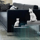 Modern matte white geometric fox sculpture living room decor