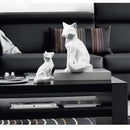 Modern matte white geometric fox sculpture living room decor