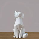 Modern matte white geometric fox sculpture living room decor