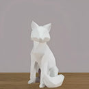 Modern matte white geometric fox sculpture living room decor